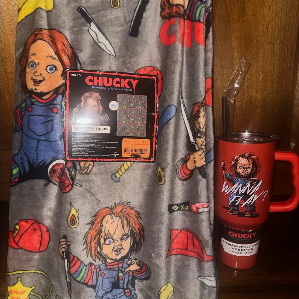 Chucky Gray Plush Throw Blanket